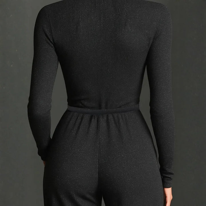 Women’s Zip Mock-Neck Drawstring Jumpsuit