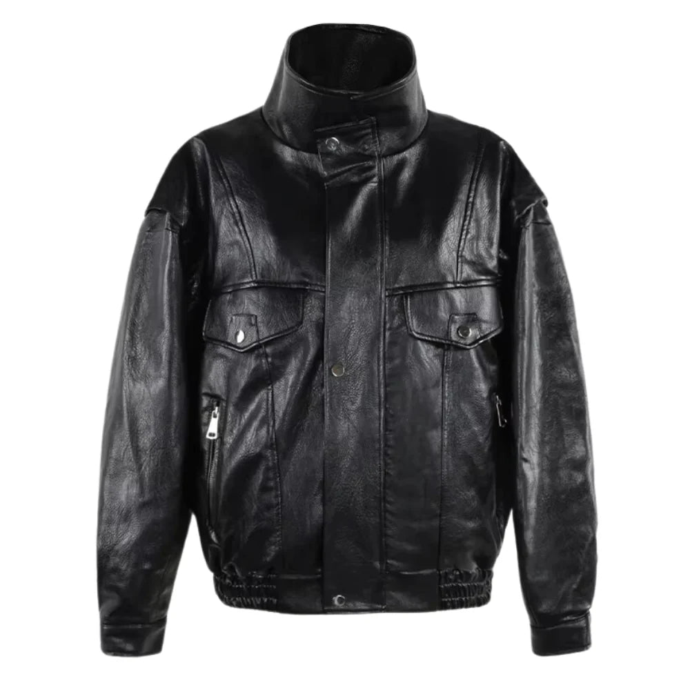 Eden High-Collar Leather Jacket