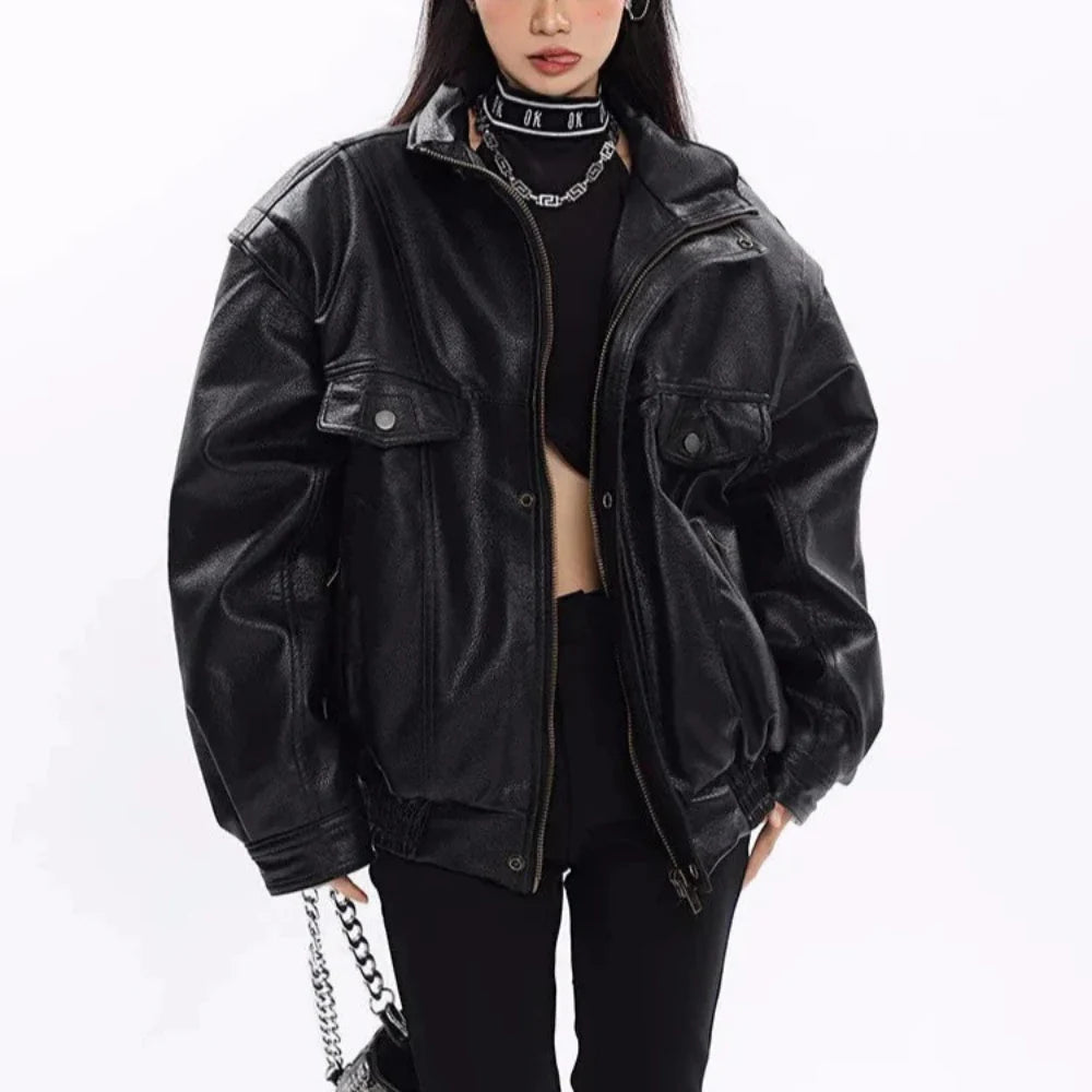 Eden High-Collar Leather Jacket