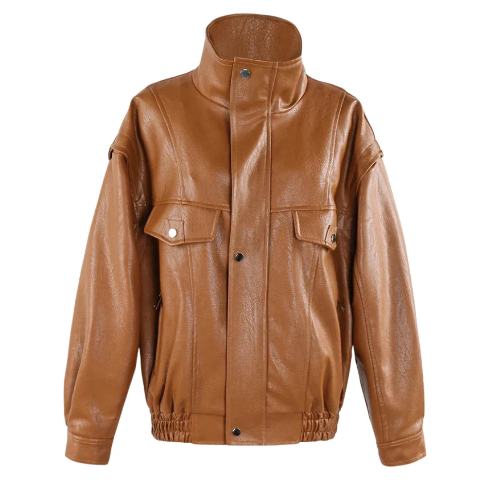 Eden High-Collar Leather Jacket