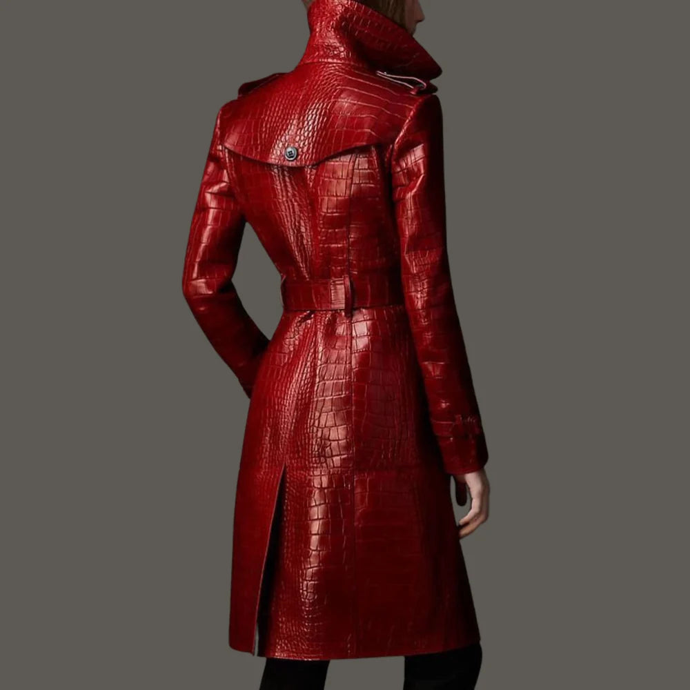 Celeste Belted Leather Trench Coat