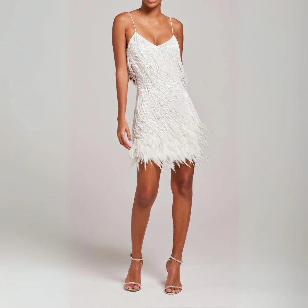 Luna Sequin Fringe Party Dress