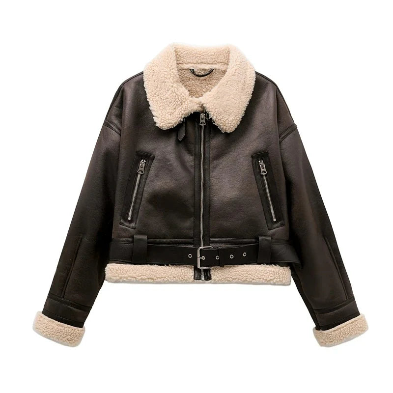 Renee Plush Lined Leather Jacket