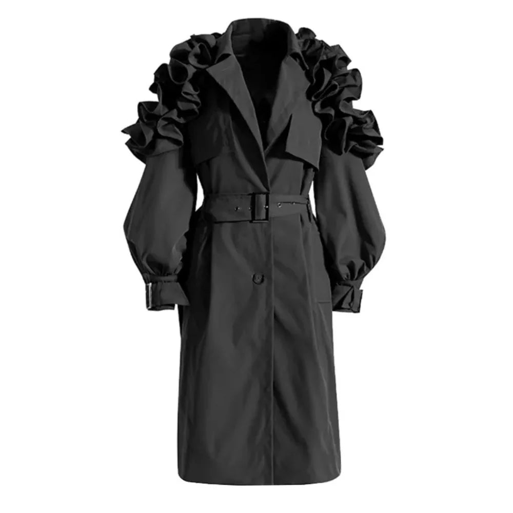 Serena Ruffle Belted Coat