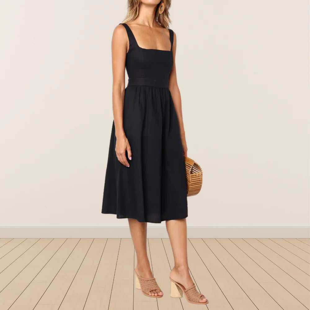 Lena Square Neck Midi Dress