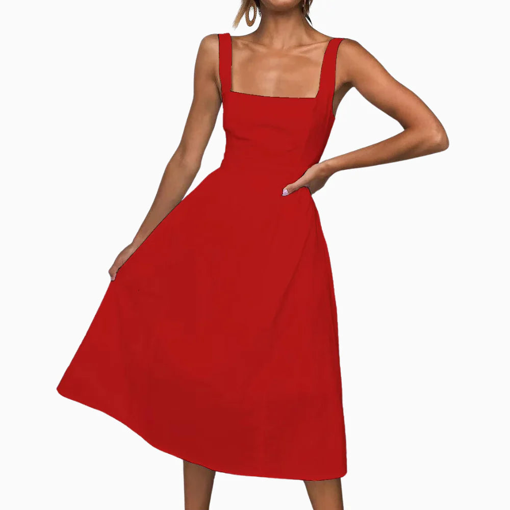 Lena Square Neck Midi Dress