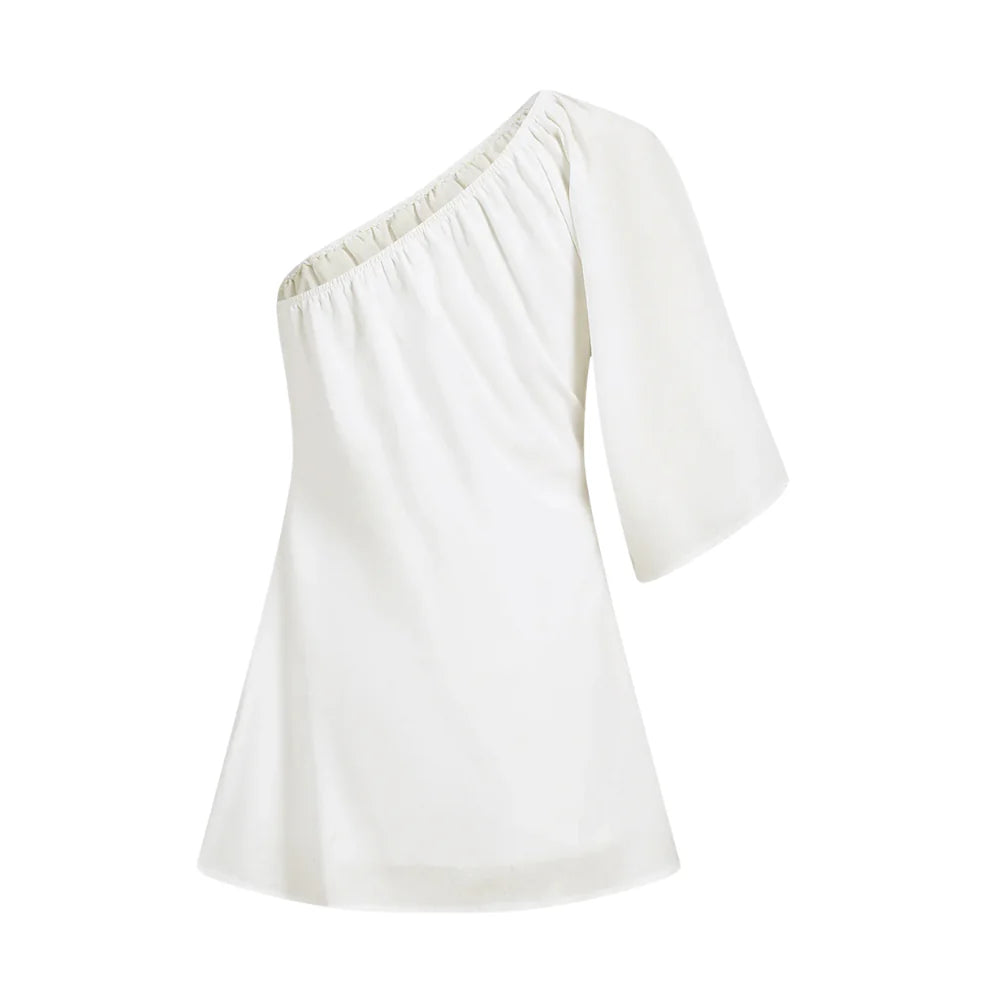 Mira One-Sleeve Linen Dress