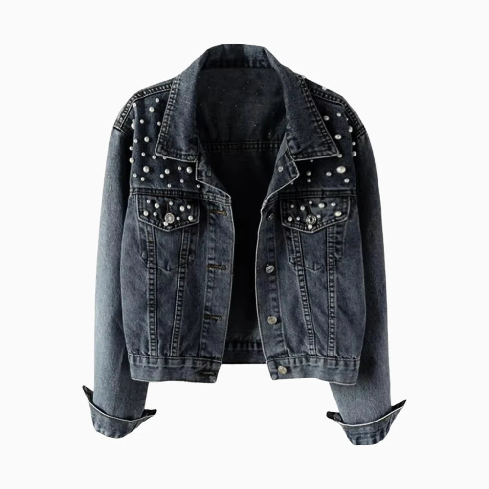 Sienna Pearl-Embellished Denim Jacket