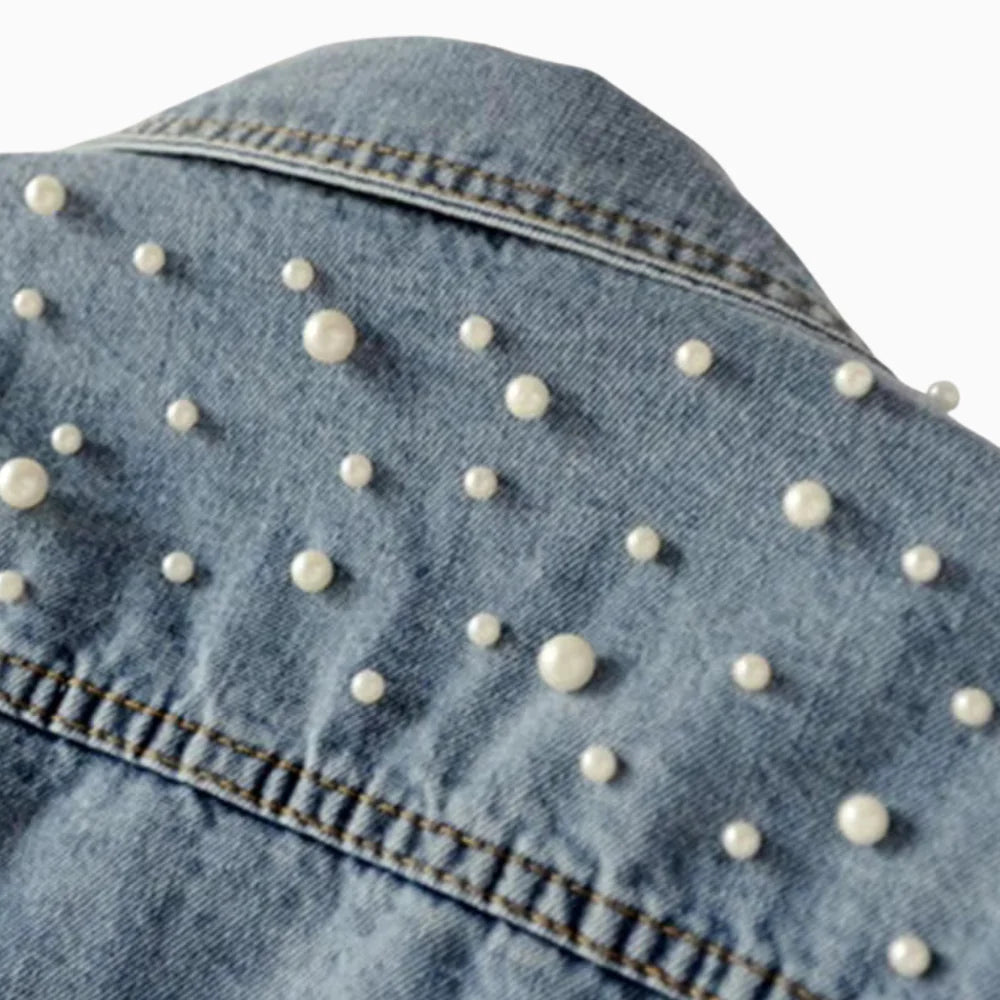 Sienna Pearl-Embellished Denim Jacket