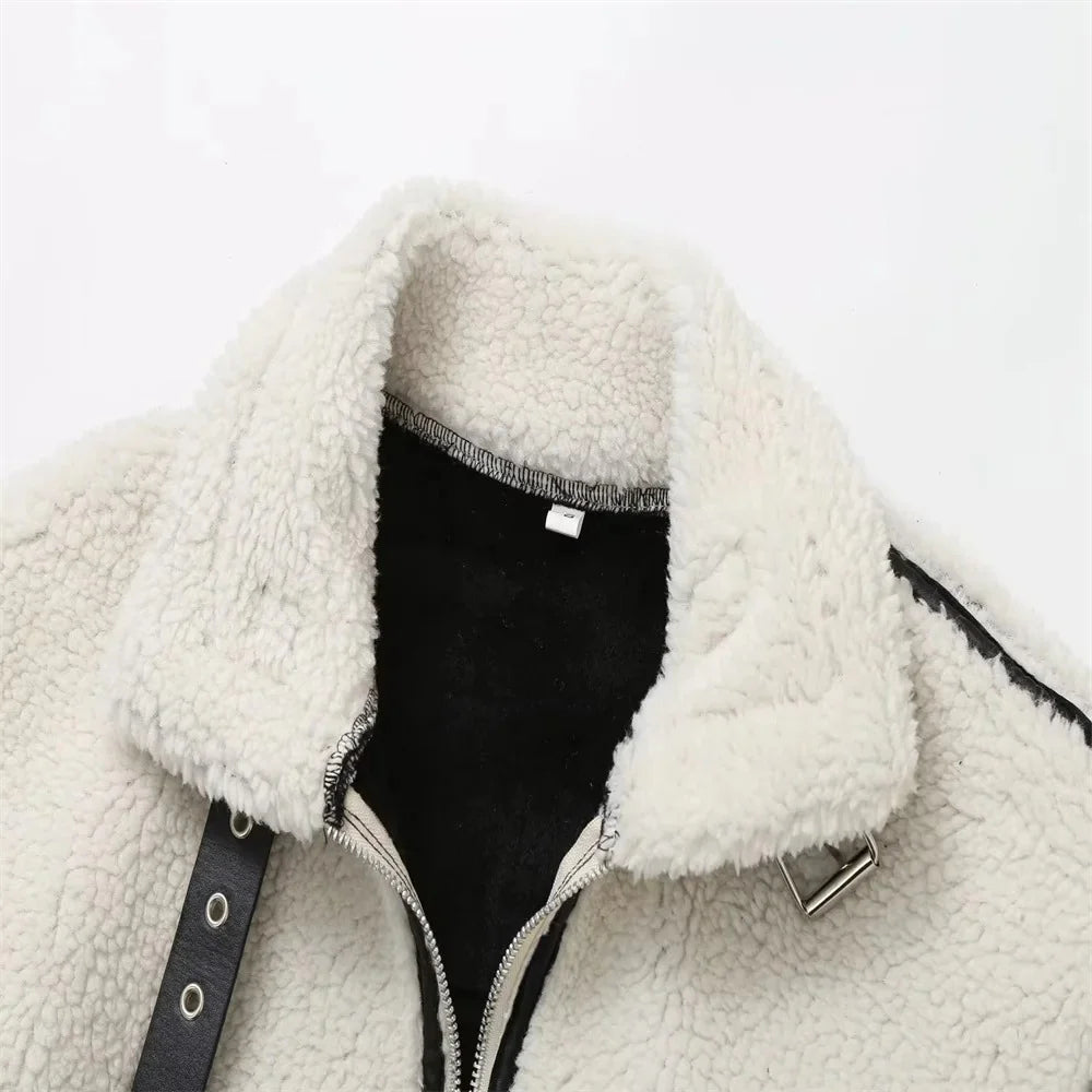 Aria Contrast Trim Faux Fur Jacket