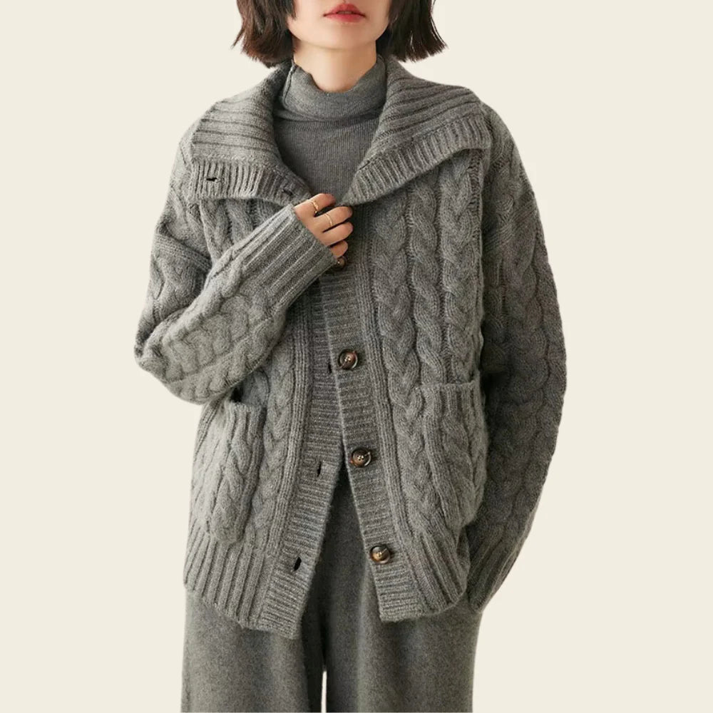 Celeste Cashmere Turtleneck Cardigan