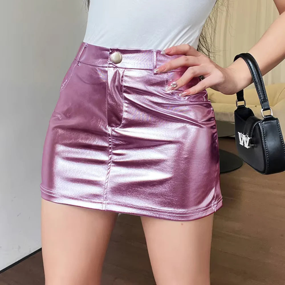 Luna High-Waisted Metallic Mini Skirt