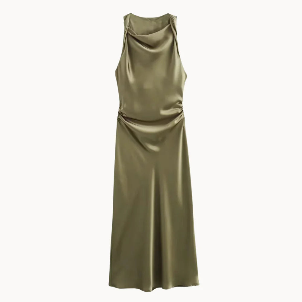 Serena Satin Drape Midi Dress