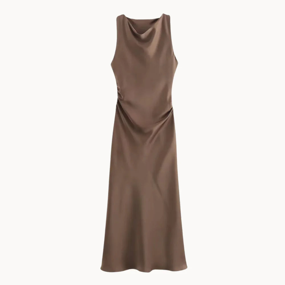 Serena Satin Drape Midi Dress