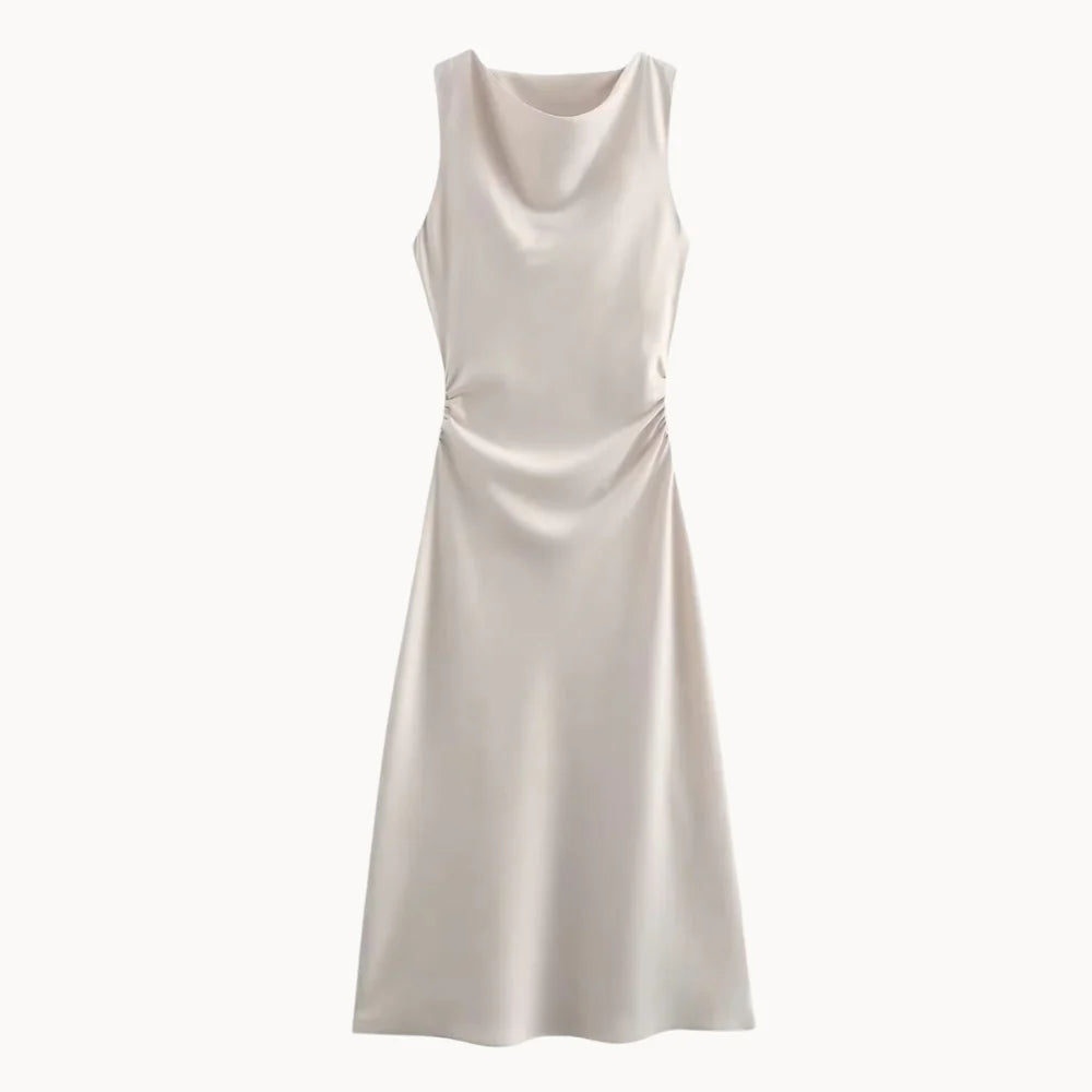 Serena Satin Drape Midi Dress