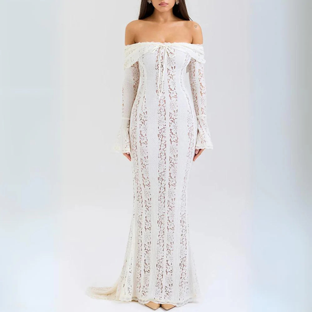 Celeste Off-Shoulder Lace Maxi Dress