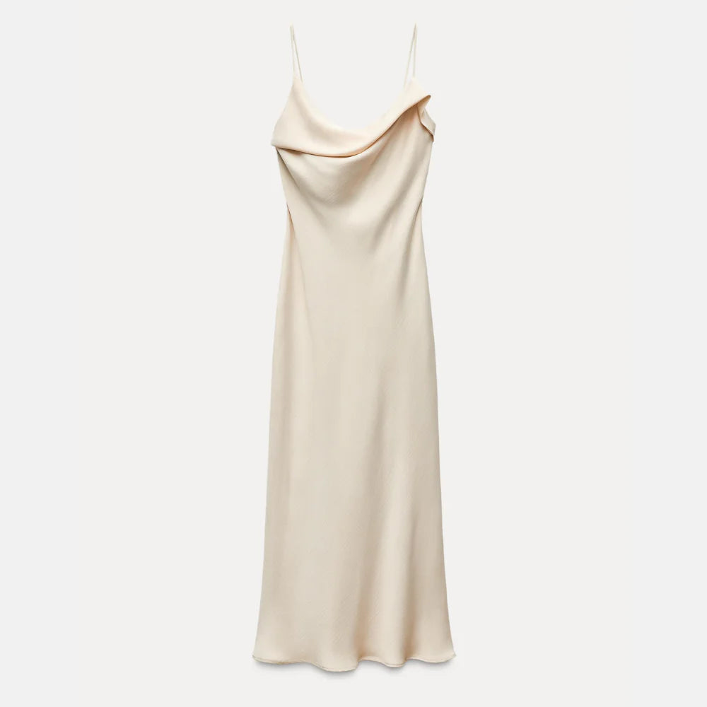 Elle Satin Cowl Neck Slip Dress