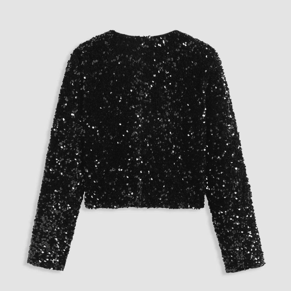 Eliza Sequin Bow Blazer