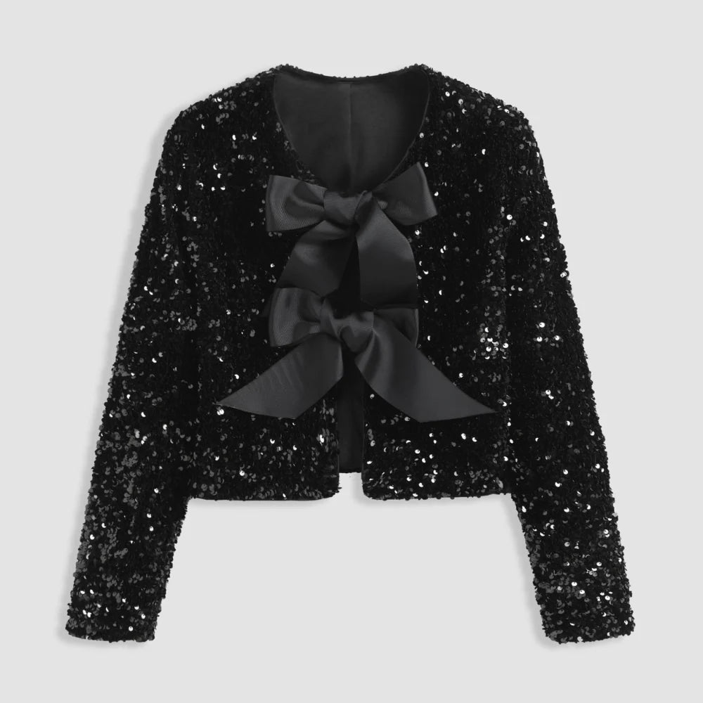 Eliza Sequin Bow Blazer