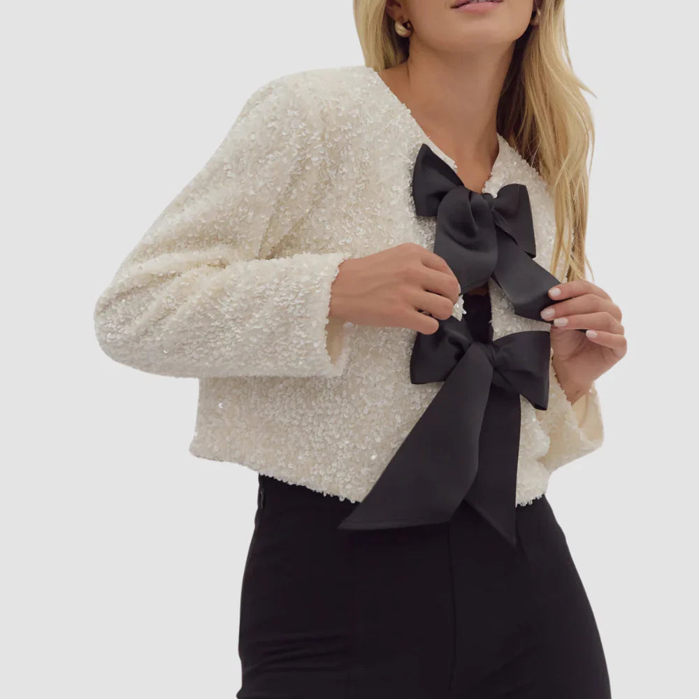 Eliza Sequin Bow Blazer