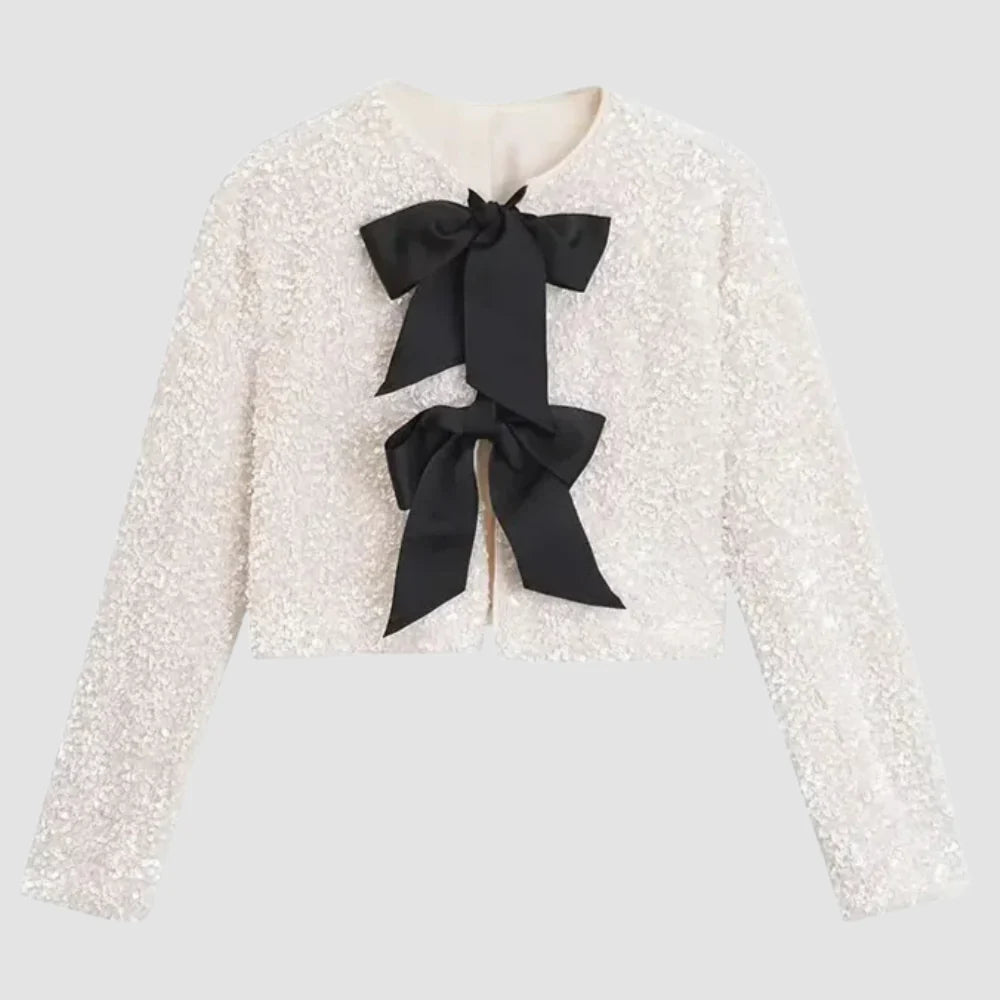 Eliza Sequin Bow Blazer