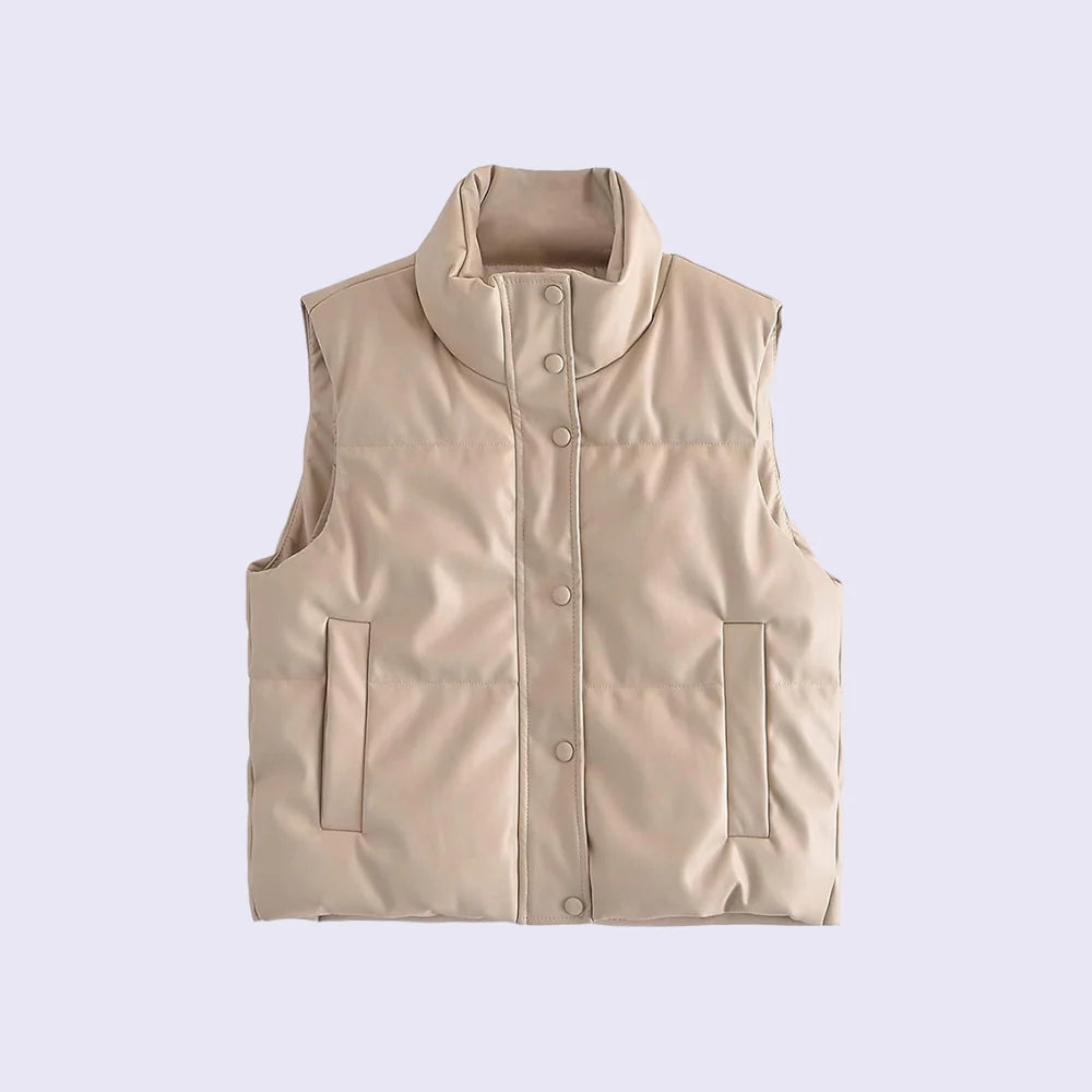 Valeria Faux Leather Puffer Vest