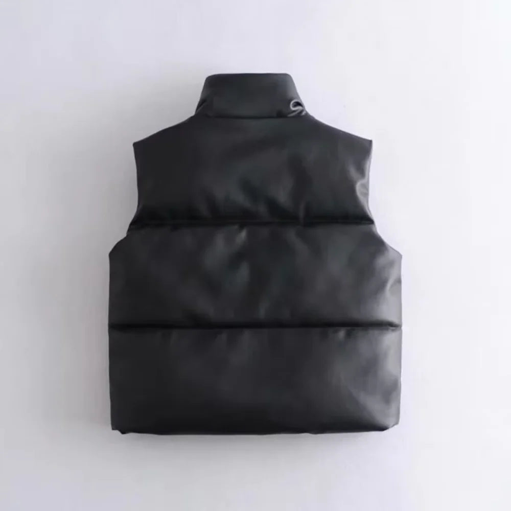 Valeria Faux Leather Puffer Vest