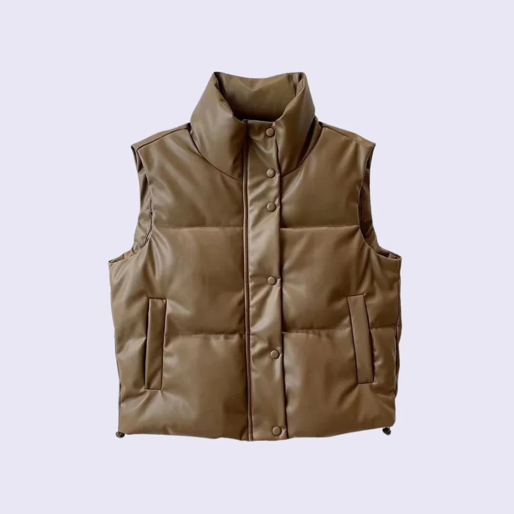 Valeria Faux Leather Puffer Vest