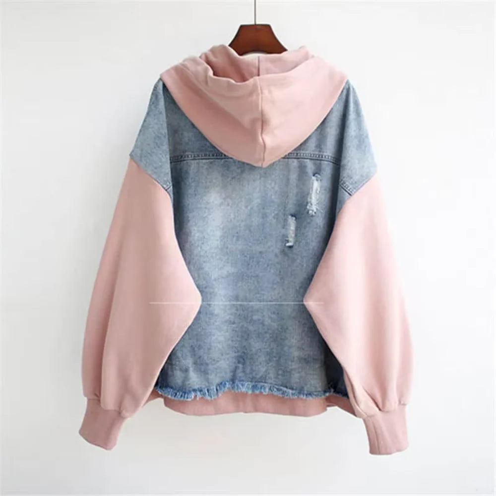 Nova Contrast Denim Hoodie