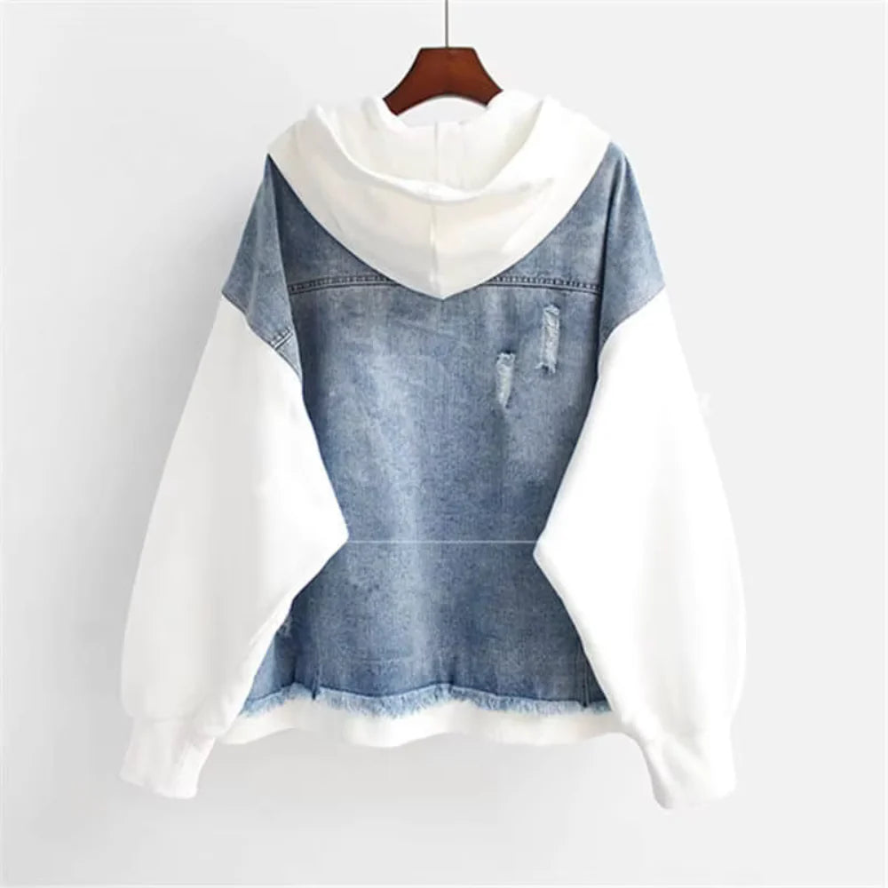 Nova Contrast Denim Hoodie