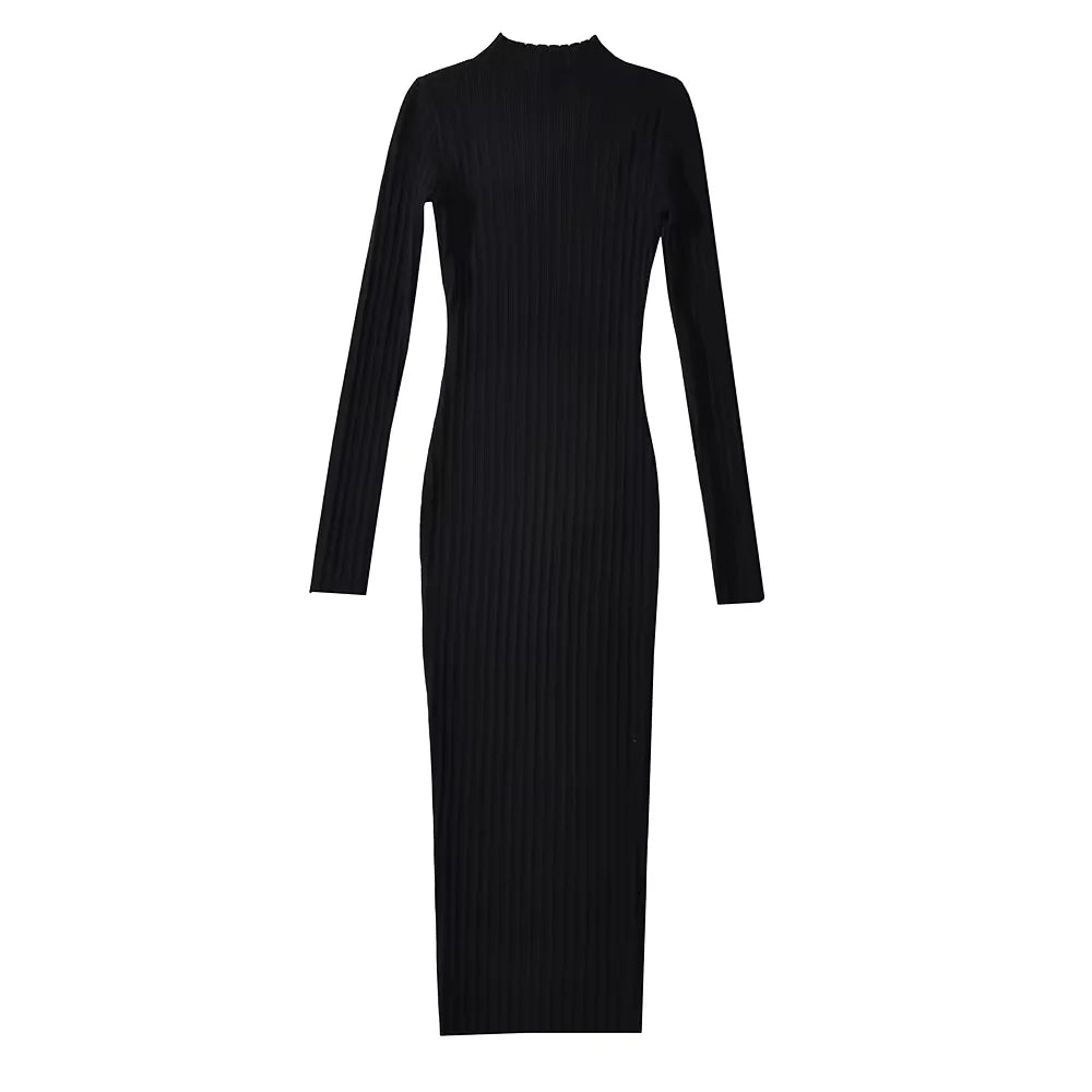 Lena Ribbed Long Sleeve Dress