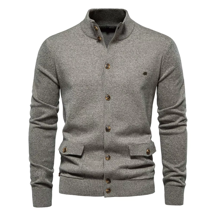 Mock Neck Cotton Cardigan