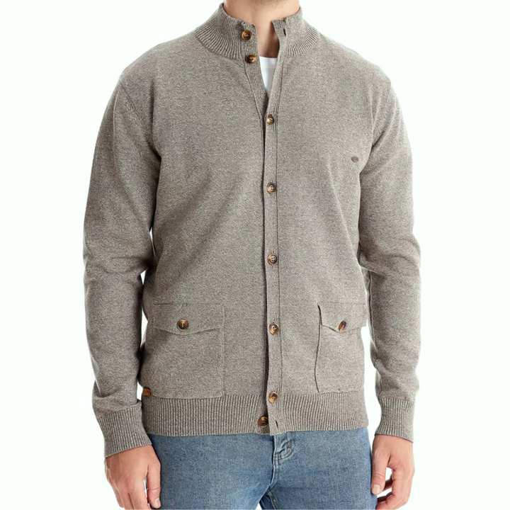 Mock Neck Cotton Cardigan