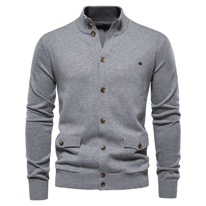 Mock Neck Cotton Cardigan