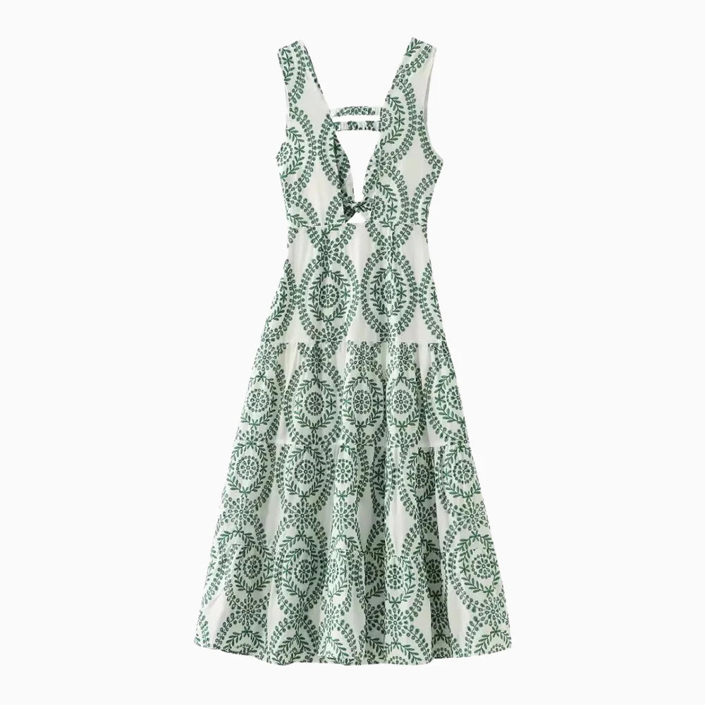 Liana V-Neck Embroidered Dress