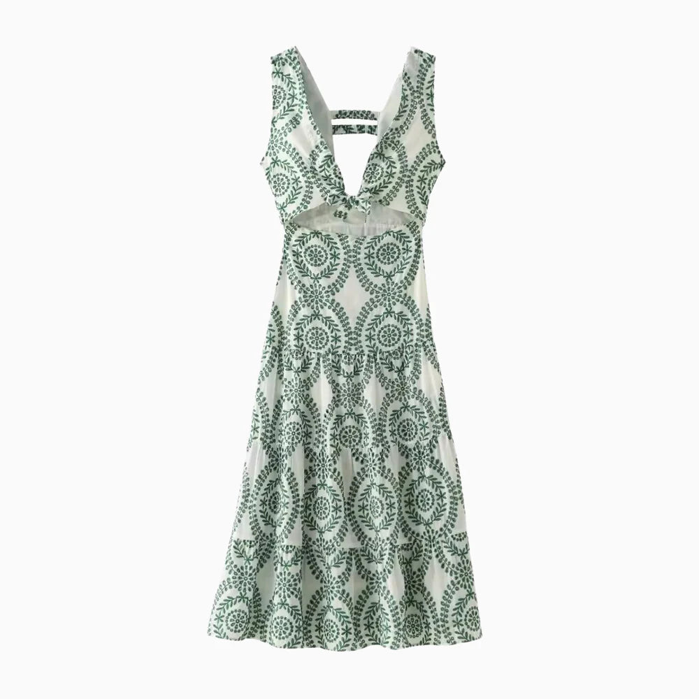 Liana V-Neck Embroidered Dress