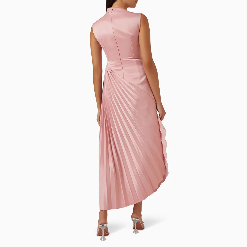 Celeste Satin Pleated Midi Dress